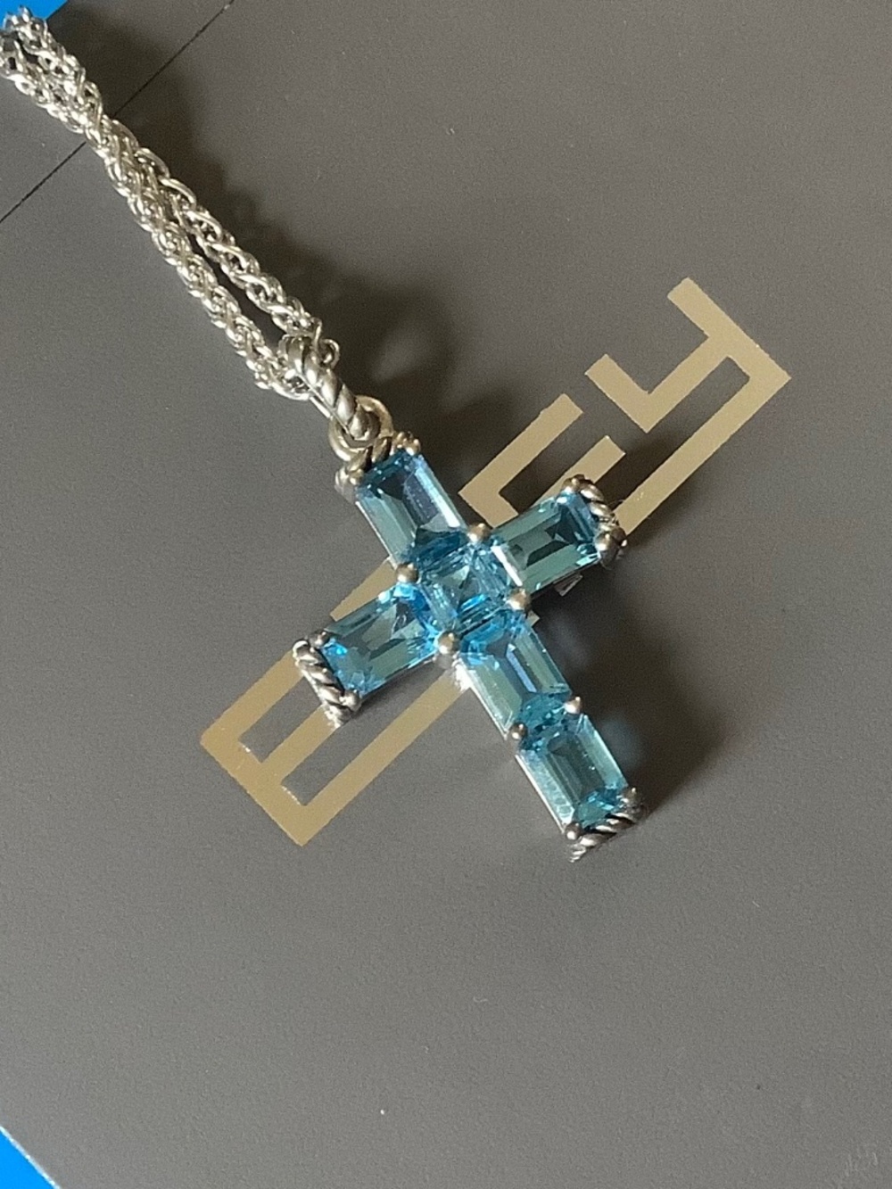 Effy 925 Sterling Silver Genuine Blue Topaz Cross Pendant